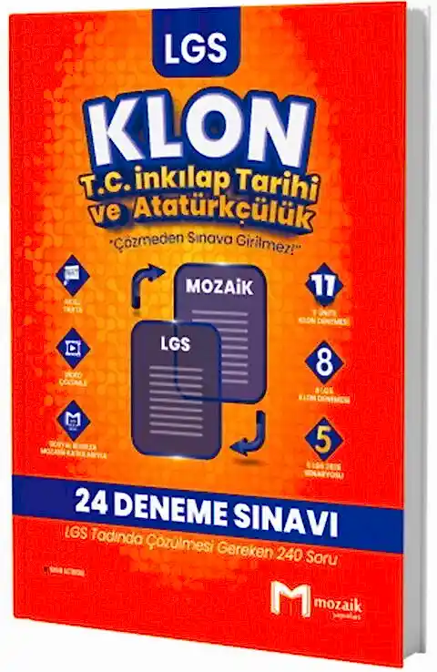 Mozaik Yayınları 8. Sınıf LGS T.C. İnkılap Tarihi ve Atatürkçülük Klon 24 Deneme