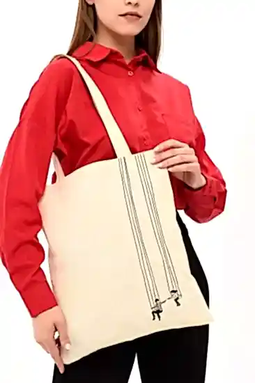 Çınar Bez Çanta Salıncak Baskılı Ham Bez Çanta (TEK TARAFLI)