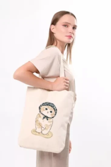 Çınar Bez Çanta Kanvas Masum Kedi Bez Çanta C1608