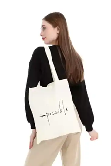 Çınar Bez Çanta Impossible Baskılı Ham Bez Çanta