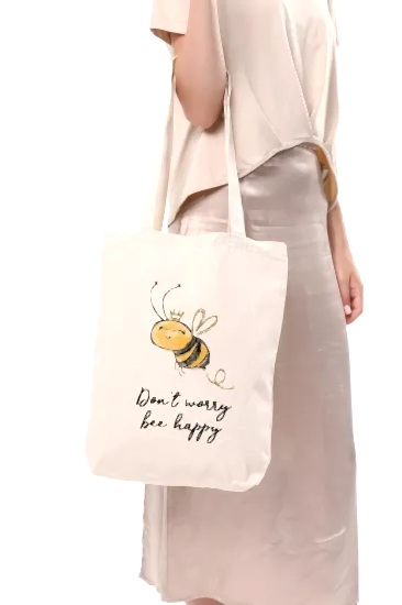Çınar Bez Çanta Kanvas Dont Worry Bee Happy Baskılı Bez Çanta