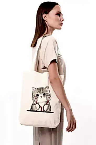 Çınar Bez Çanta Kanvas Doktor Kedi Bez Çanta