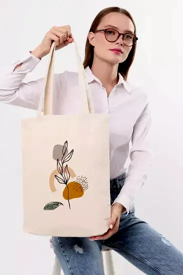 Çınar Bez Çanta Kanvas Draw Art Flower Baskılı Bez Çanta