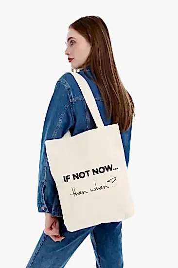 Çınar Bez Çanta Kanvas If Not Now Bez Çanta