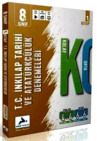 Paraf Paraf 8. Sınıf Türkçe Kolay Orta Branş Deneme - 1. Kitap
