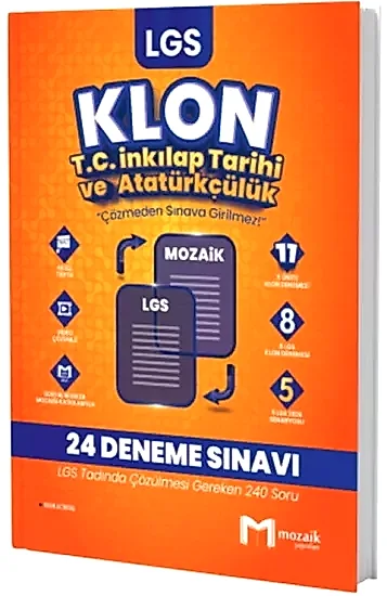 Mozaik Yayınları 8. Sınıf LGS T.C. İnkılap Tarihi ve Atatürkçülük Klon 24 Deneme